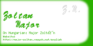 zoltan major business card